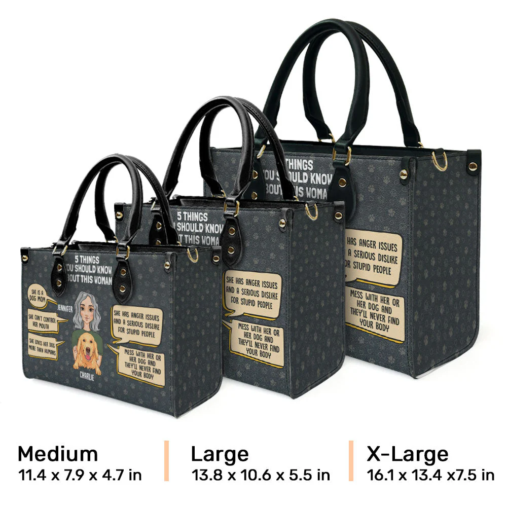 5 Things About Dog Mom - Personalized Custom Leather Bag - Image 3
