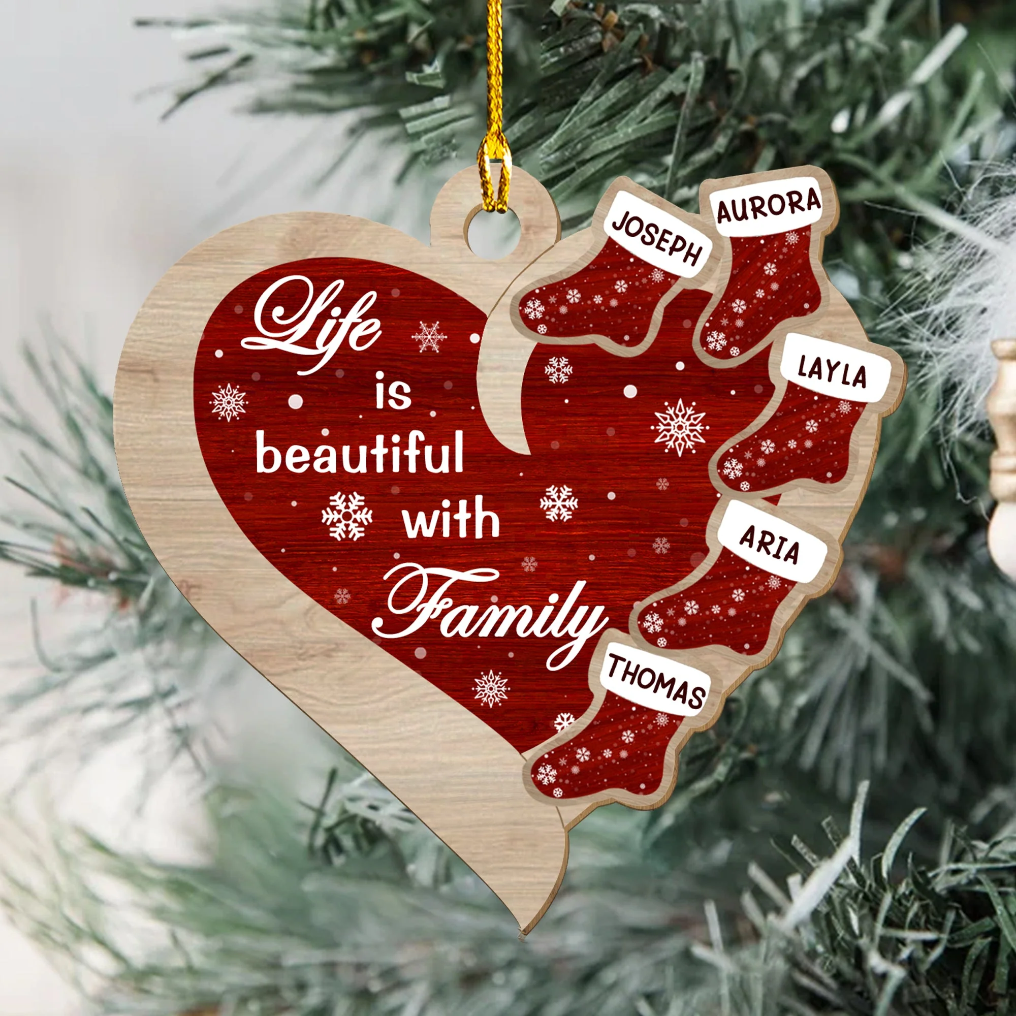 A Beautiful Life - Personalized Custom 1-layered Wood Ornament - Image 4