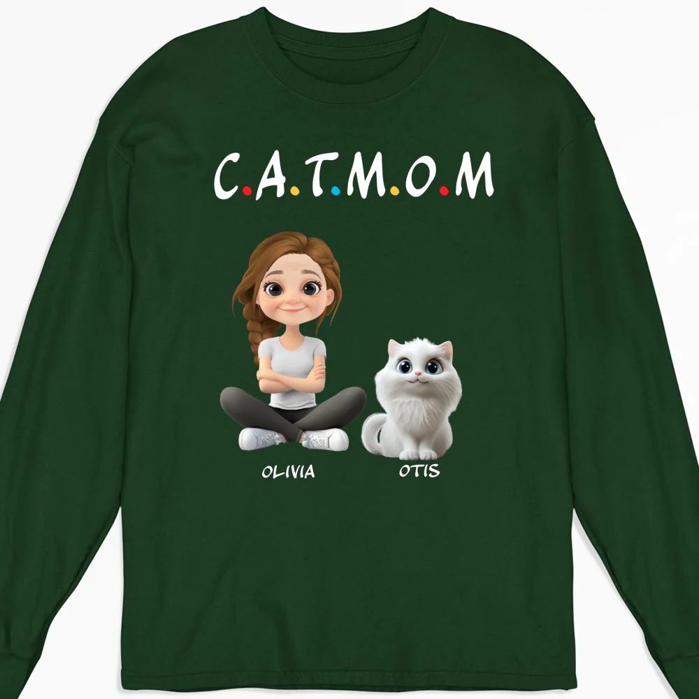A Cat Mom - Personalized Custom Long Sleeve T-shirt - Image 7