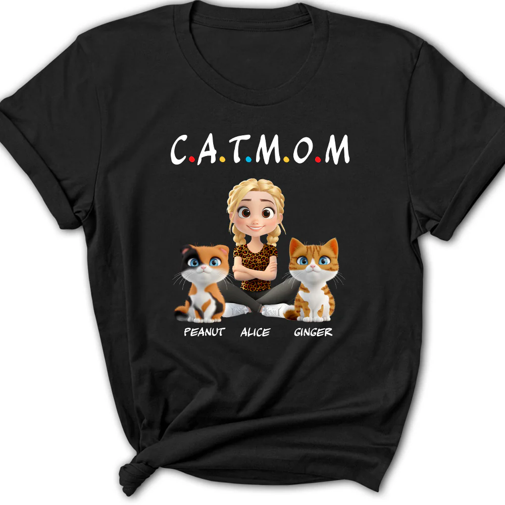 A Cat Mom - Personalized Custom Women T-Shirt