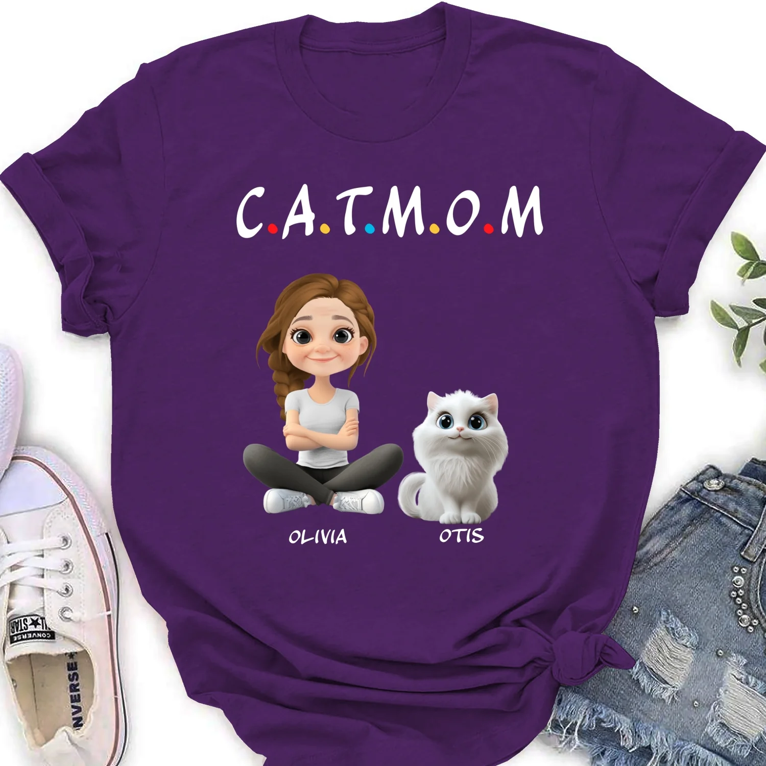 A Cat Mom - Personalized Custom Women T-Shirt - Image 10