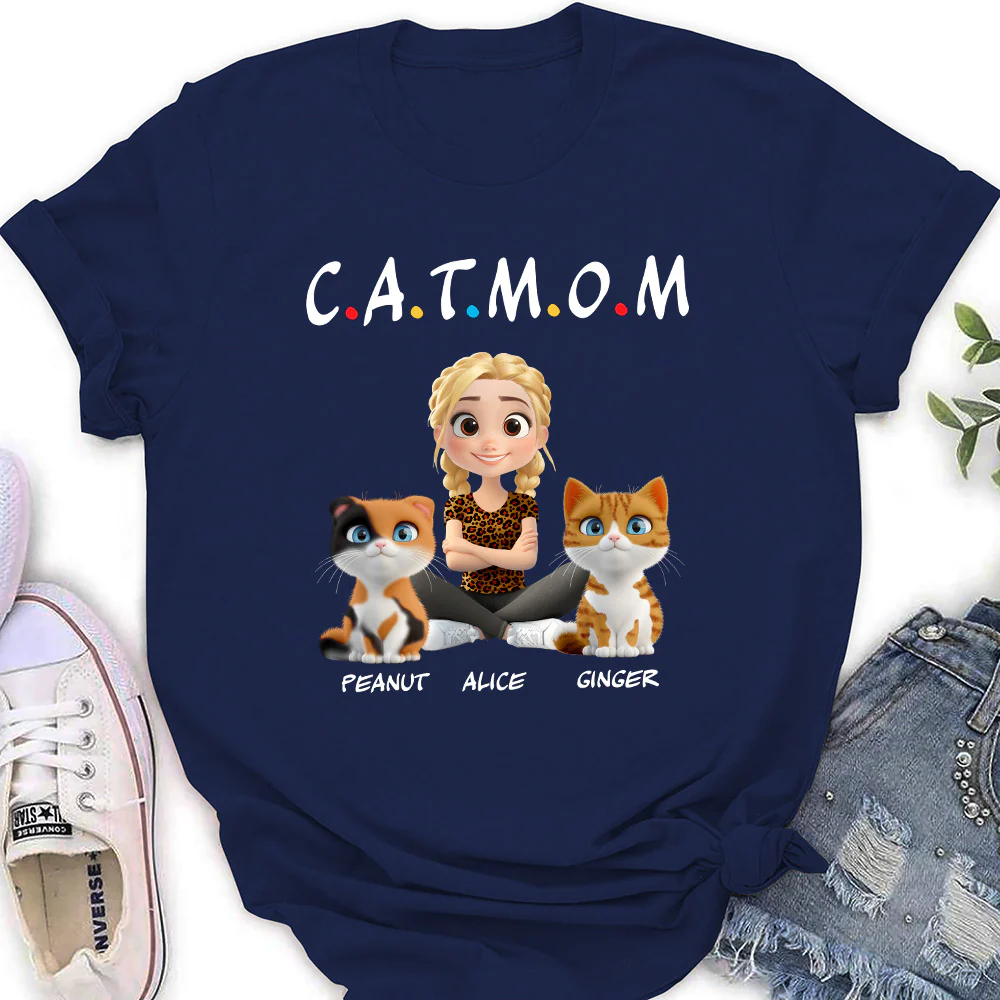 A Cat Mom - Personalized Custom Women T-Shirt - Image 3