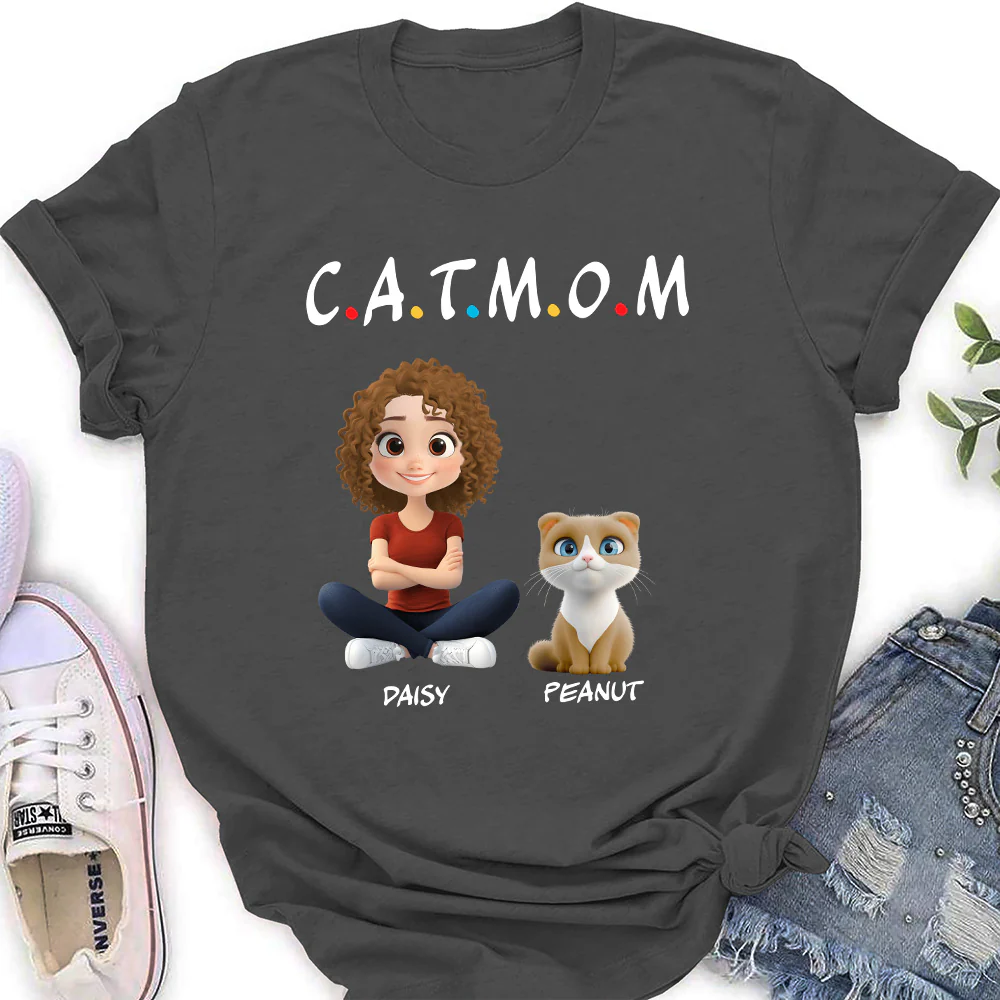 A Cat Mom - Personalized Custom Women T-Shirt - Image 4