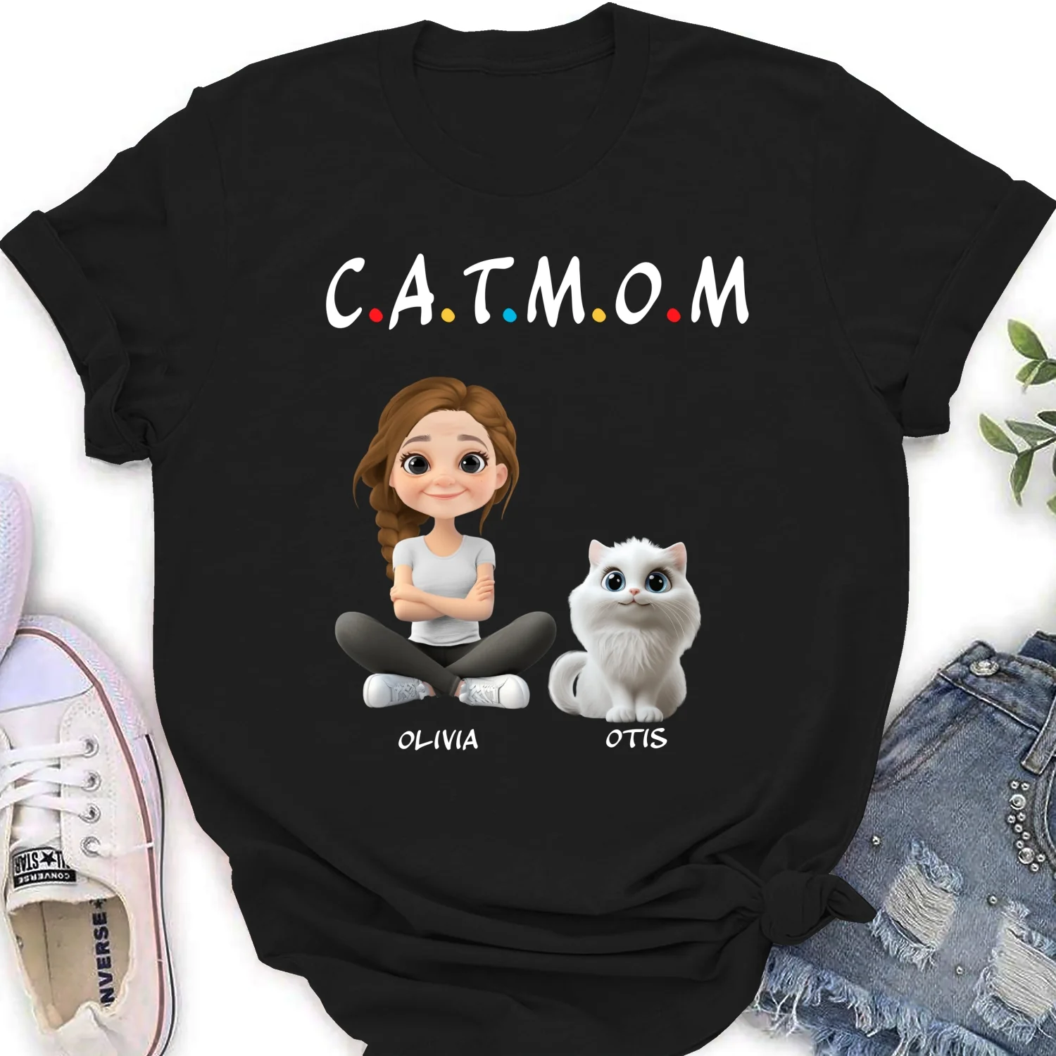 A Cat Mom - Personalized Custom Women T-Shirt - Image 6