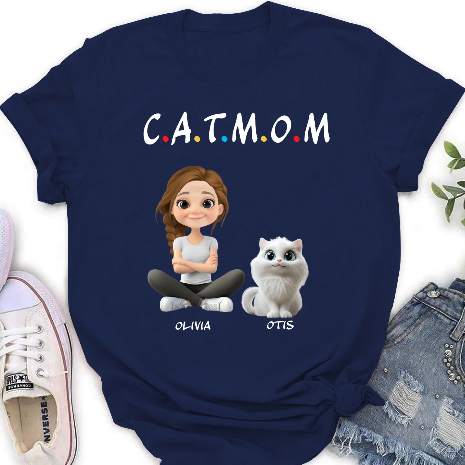 A Cat Mom - Personalized Custom Women T-Shirt - Image 7