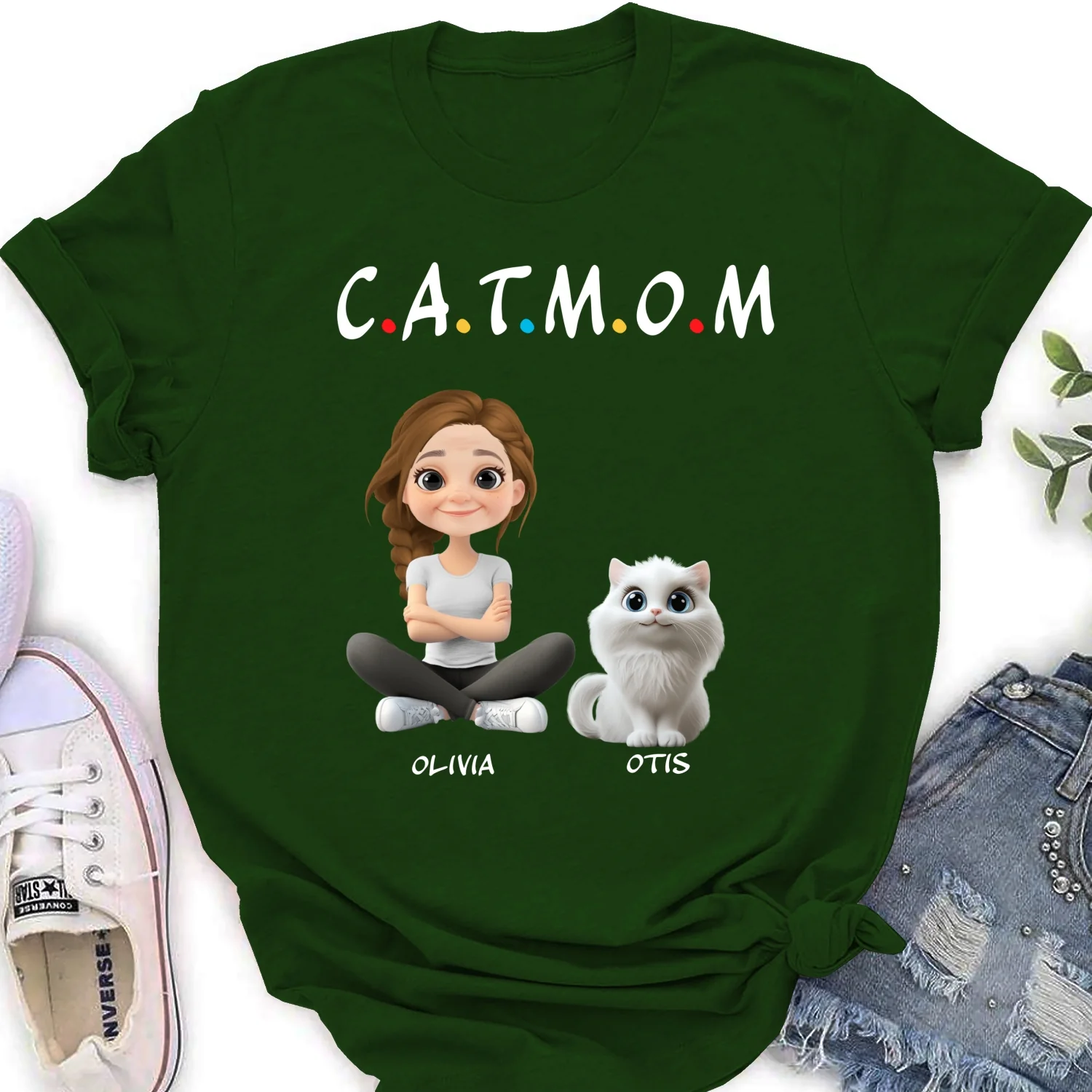 A Cat Mom - Personalized Custom Women T-Shirt - Image 8