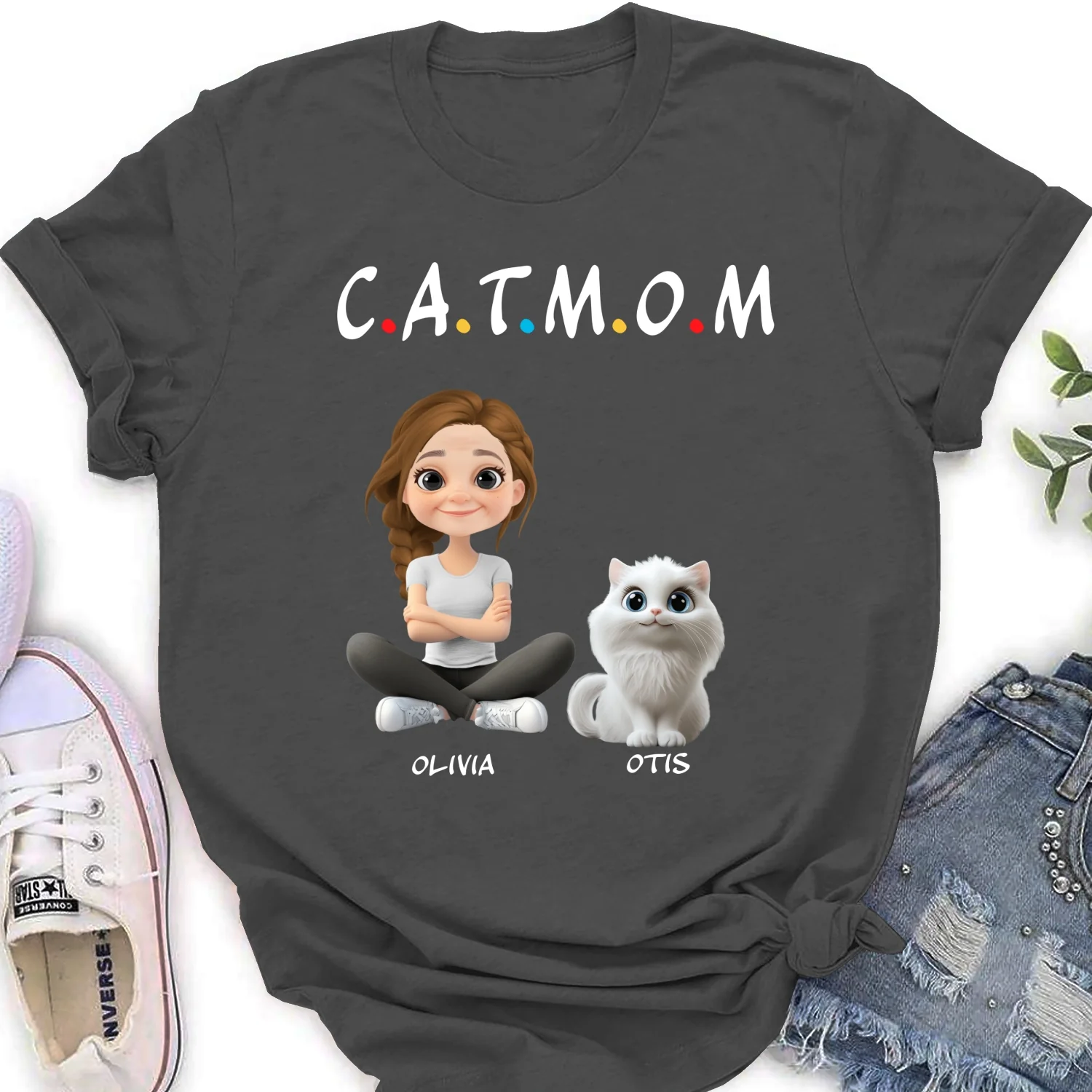 A Cat Mom - Personalized Custom Women T-Shirt - Image 9