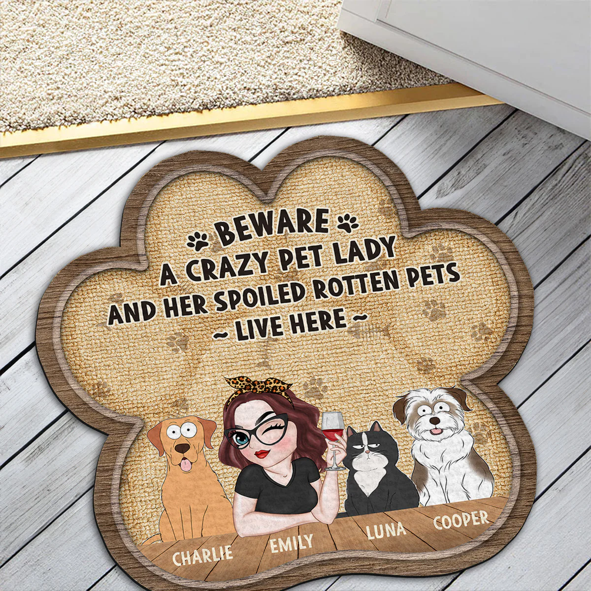 A Crazy Pet Lady - Personalized Custom Doormat - Image 2