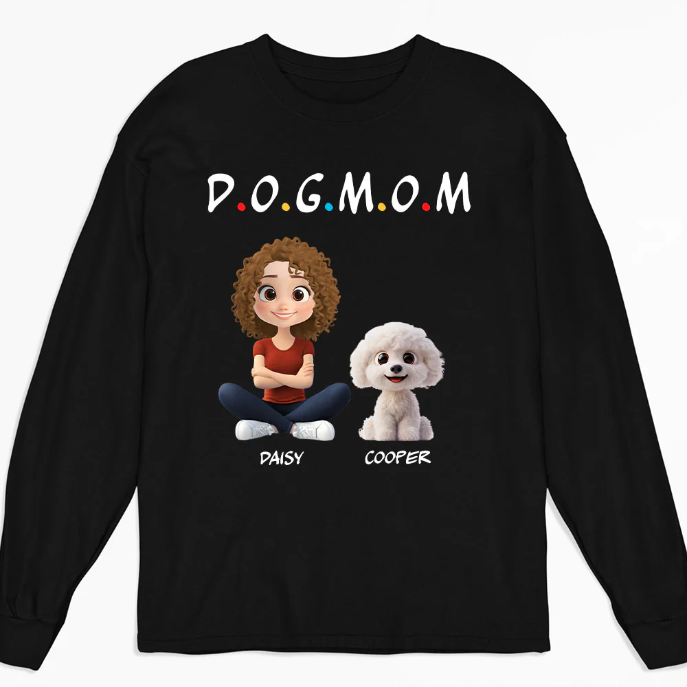 A Dog Mom - Personalized Custom Long Sleeve T-shirt