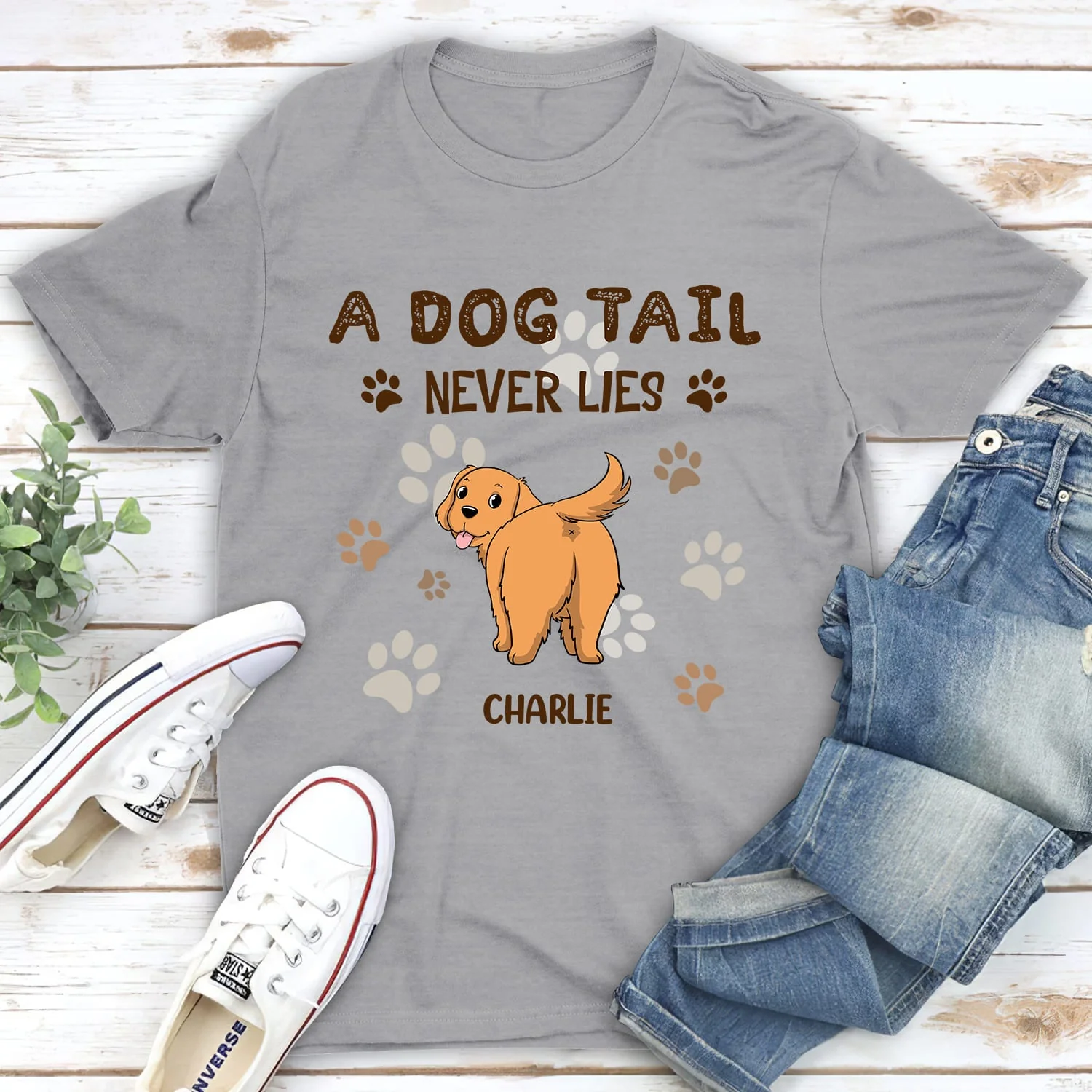 A Dog Tail Never Lies - Personalized Custom Unisex T-shirt - Image 2