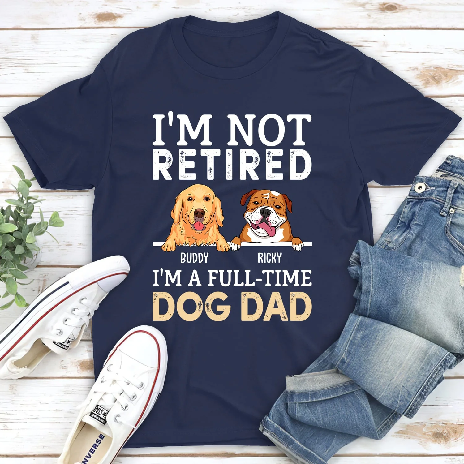 A Full-time Dog Dad - Personalized Custom Unisex T-shirt - Image 2