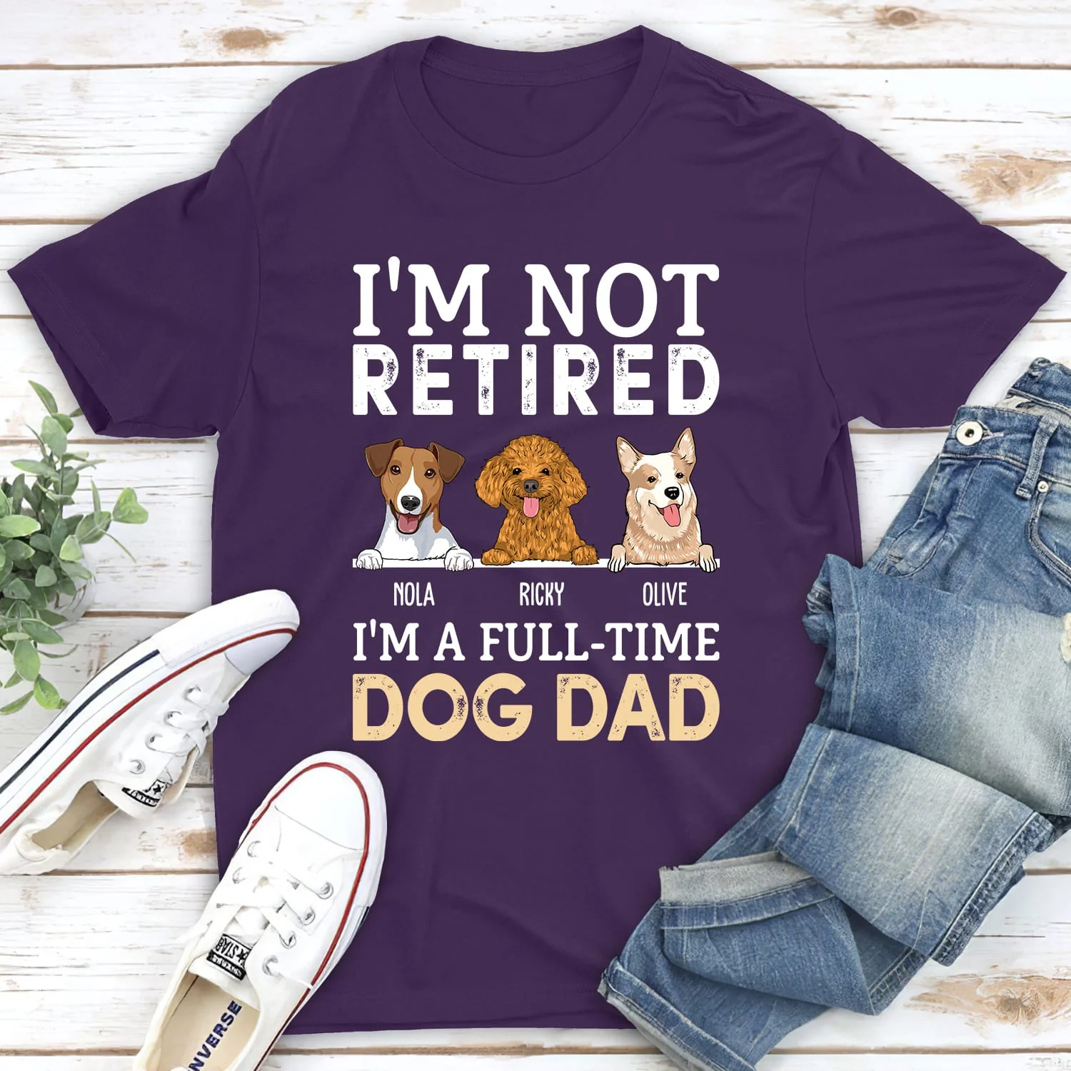 A Full-time Dog Dad - Personalized Custom Unisex T-shirt - Image 3