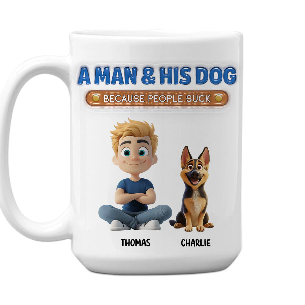 A Gentleman And His Dog - Personalized Custom 3D Inflated Effect Mug - Image 2