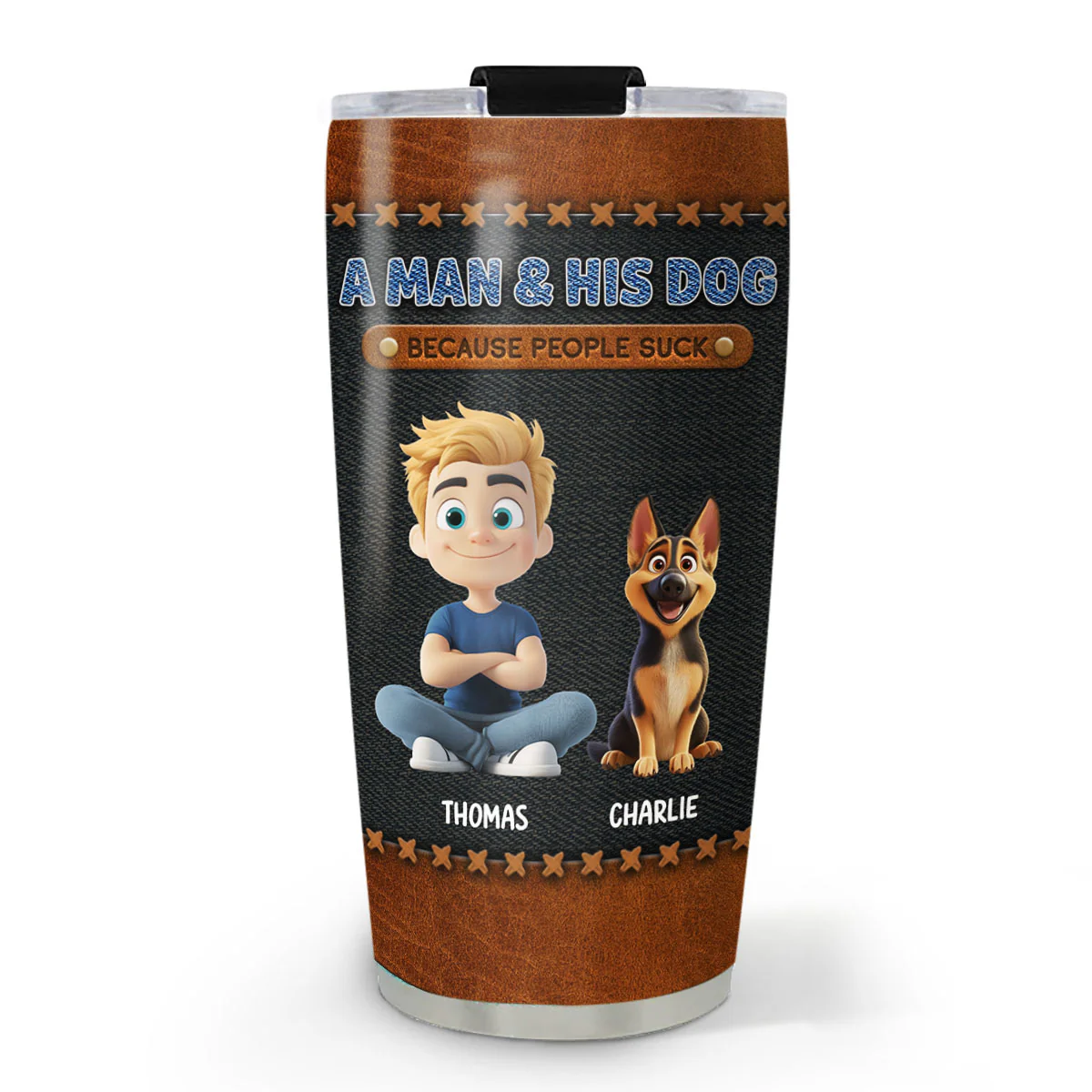 A Gentleman And His Dog - Personalized Custom Tumbler