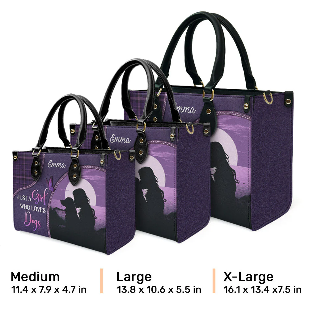 A Girl And Her Beloved Dog - Personalized Custom Leather Bag - Image 7