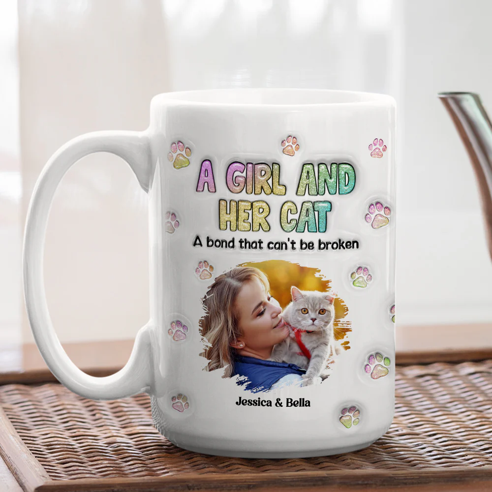 A Girl And Her Cat Photo - Personalized Custom 3D Inflated Effect Mug - Image 9