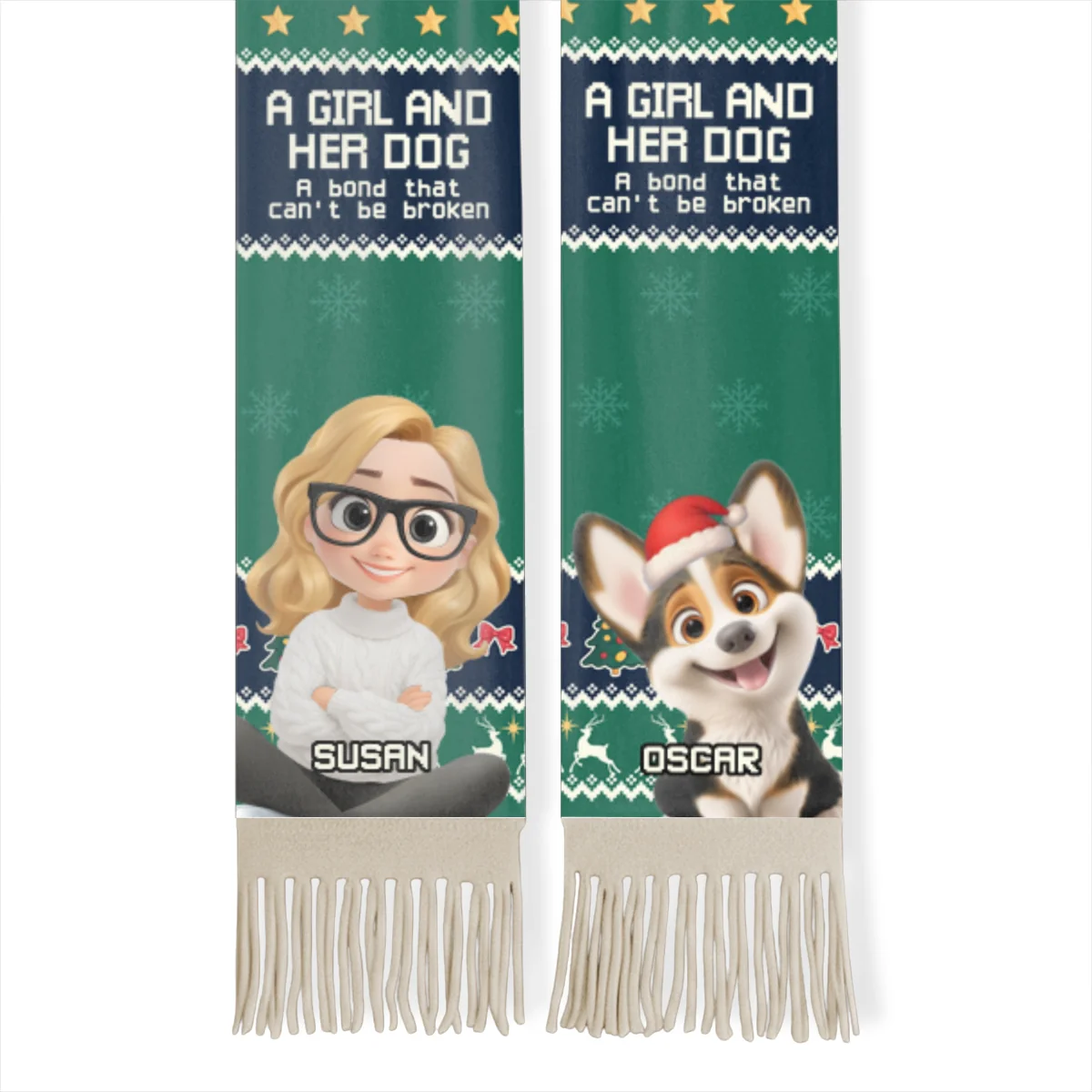 A Girl And Her Dog Christmas 2025 - Personalized Custom Scarf - Image 8