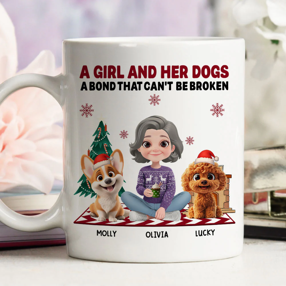 A Girl And Her Dog Christmas - Personalized Custom Coffee Mug - Image 4