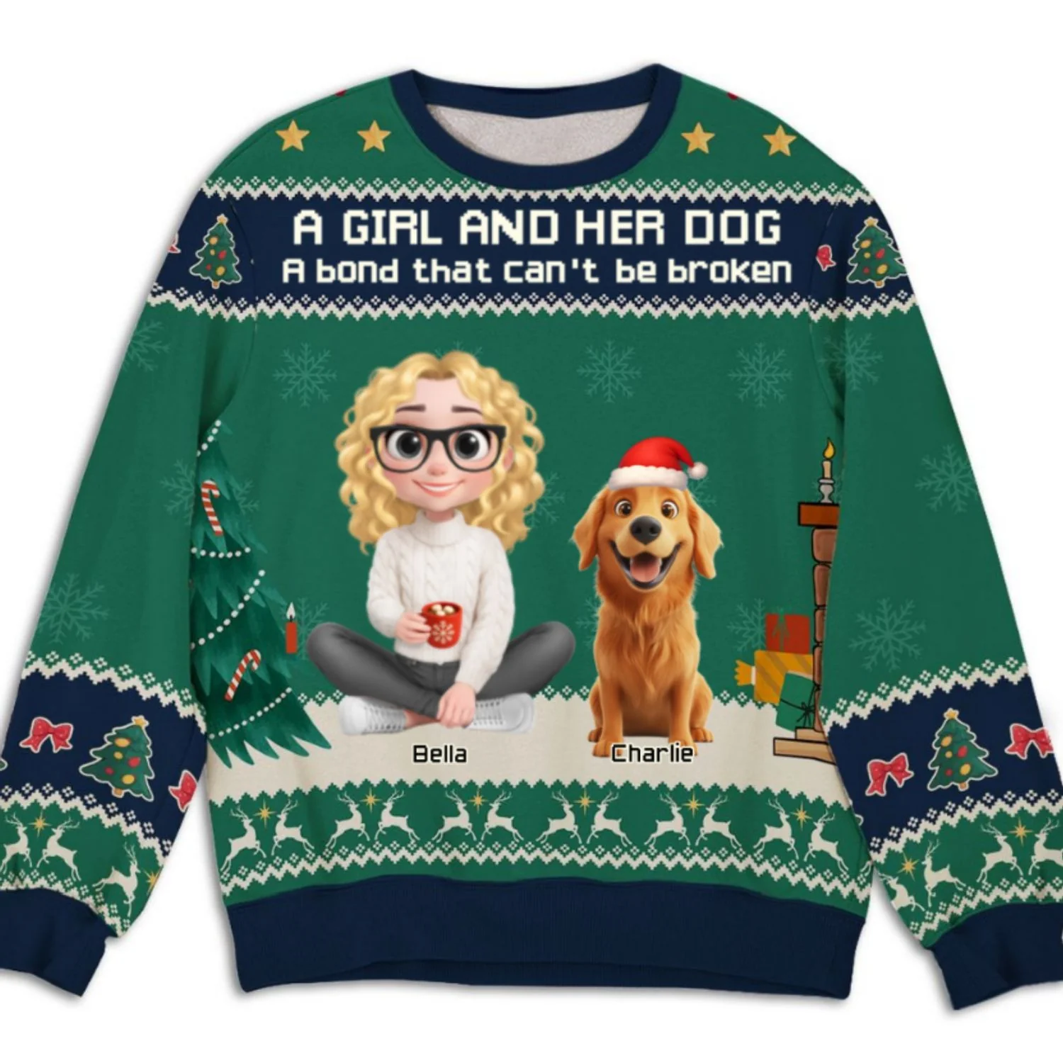 A Girl And Her Dog Christmas Ver Kid - Personalized Custom All-Over-Print Sweatshirt - Image 8