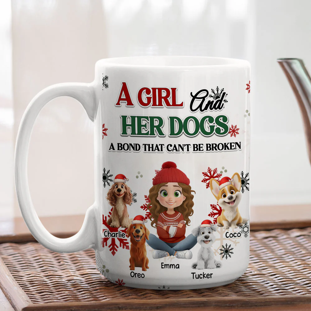 A Girl And Her Dog Love Christmas - Personalized Custom Coffee Mug - Image 5