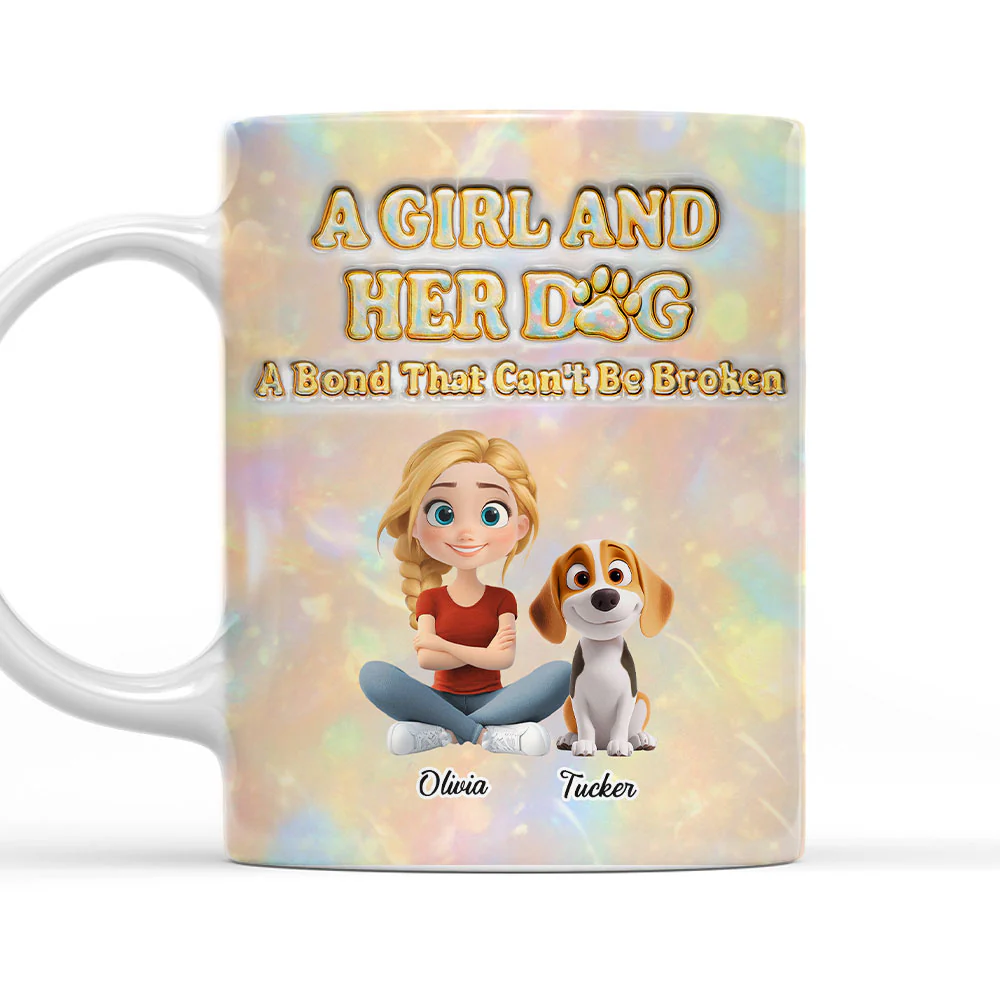 A Girl And Her Dog Pearl - Personalized Custom 3D Inflated Effect Mug