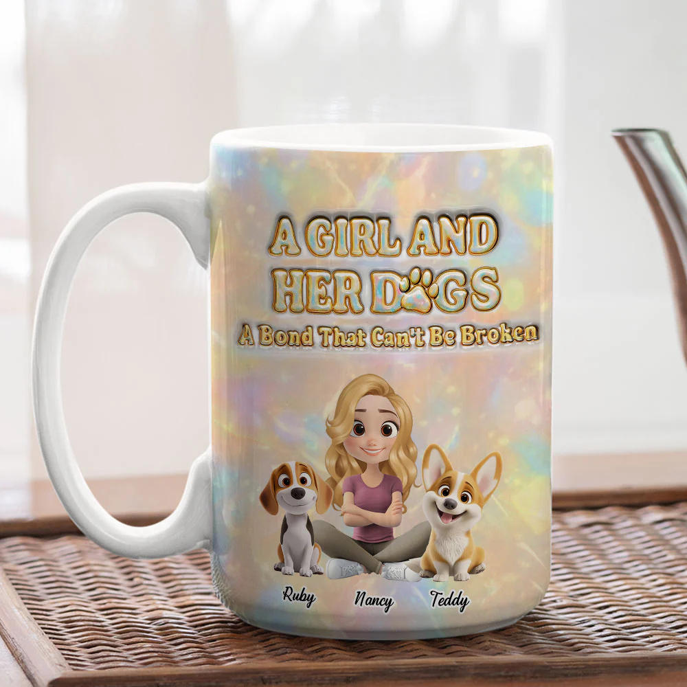 A Girl And Her Dog Pearl - Personalized Custom 3D Inflated Effect Mug - Image 4