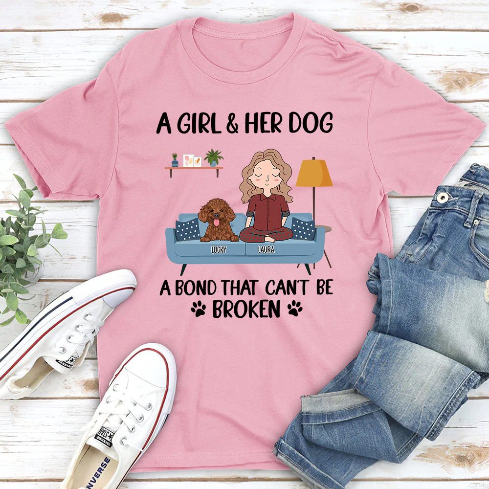A Girl And Her Dog - Personaized Customed Unisex T-Shirt - Image 3