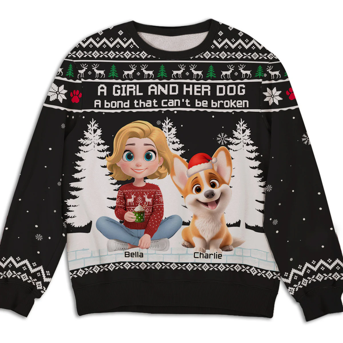 A Girl And Her Dog - Personalized Custom All-Over-Print Sweatshirt