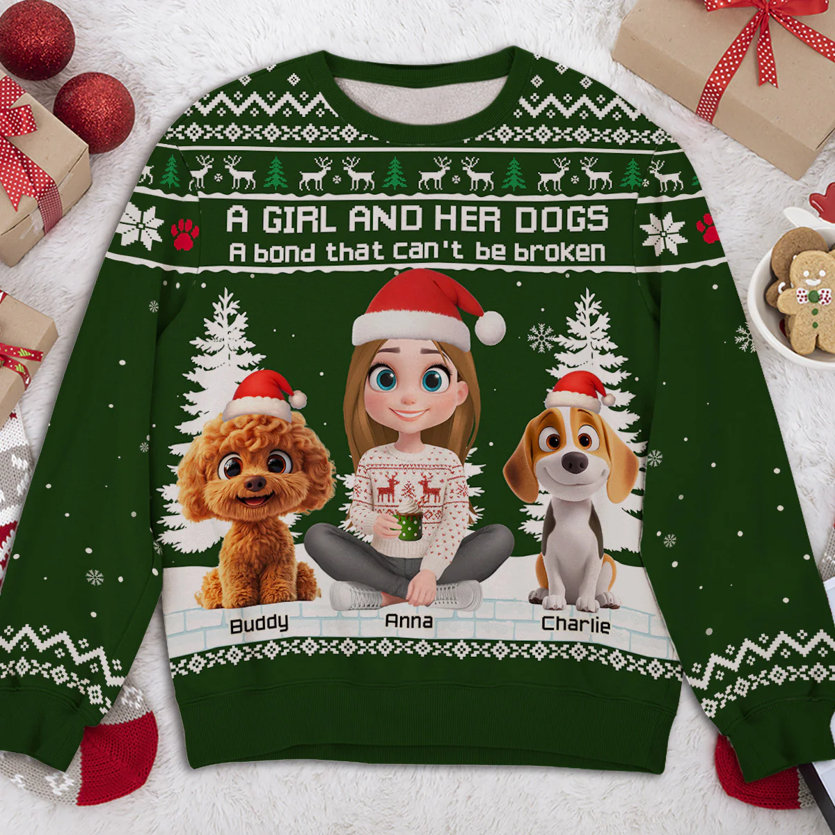 A Girl And Her Dog - Personalized Custom All-Over-Print Sweatshirt - Image 2