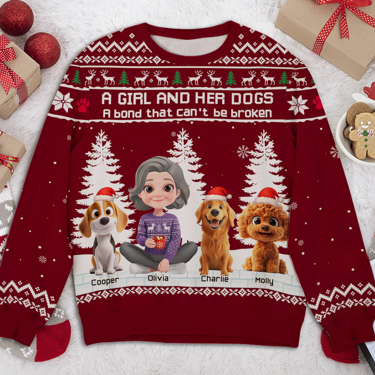 A Girl And Her Dog - Personalized Custom All-Over-Print Sweatshirt - Image 3