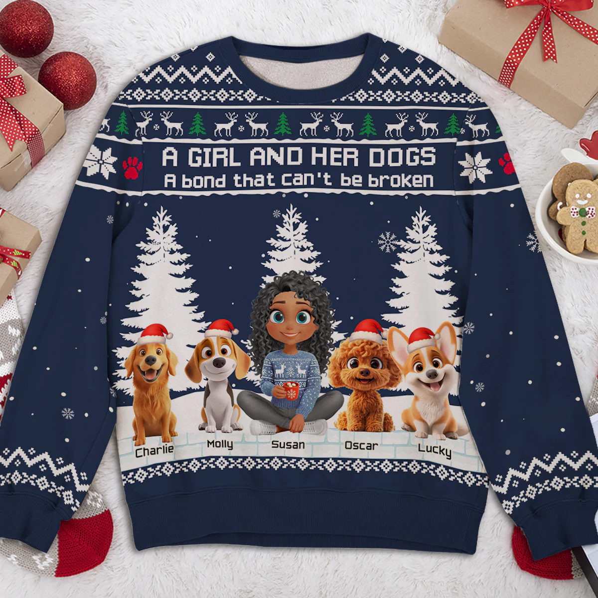 A Girl And Her Dog - Personalized Custom All-Over-Print Sweatshirt - Image 4