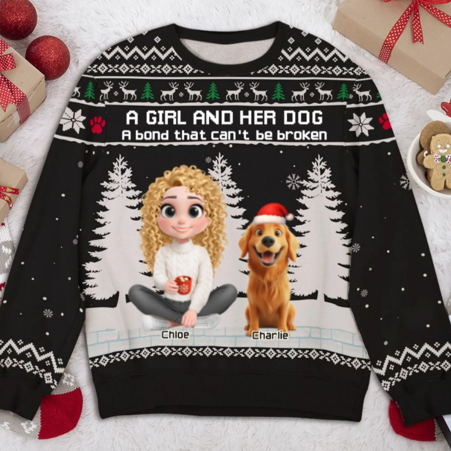 A Girl And Her Dog - Personalized Custom All-Over-Print Sweatshirt - Image 7
