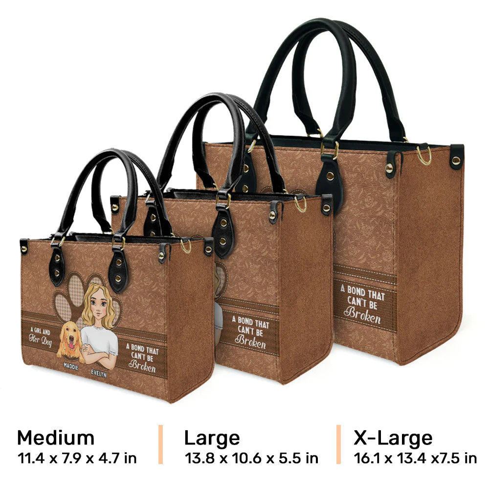 A Girl And Her Dog - Personalized Custom Leather Bag - Image 2