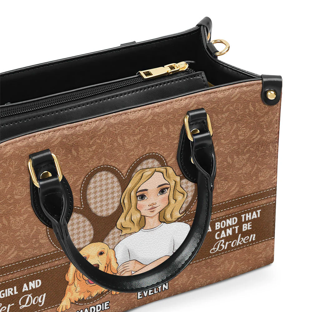 A Girl And Her Dog - Personalized Custom Leather Bag - Image 3