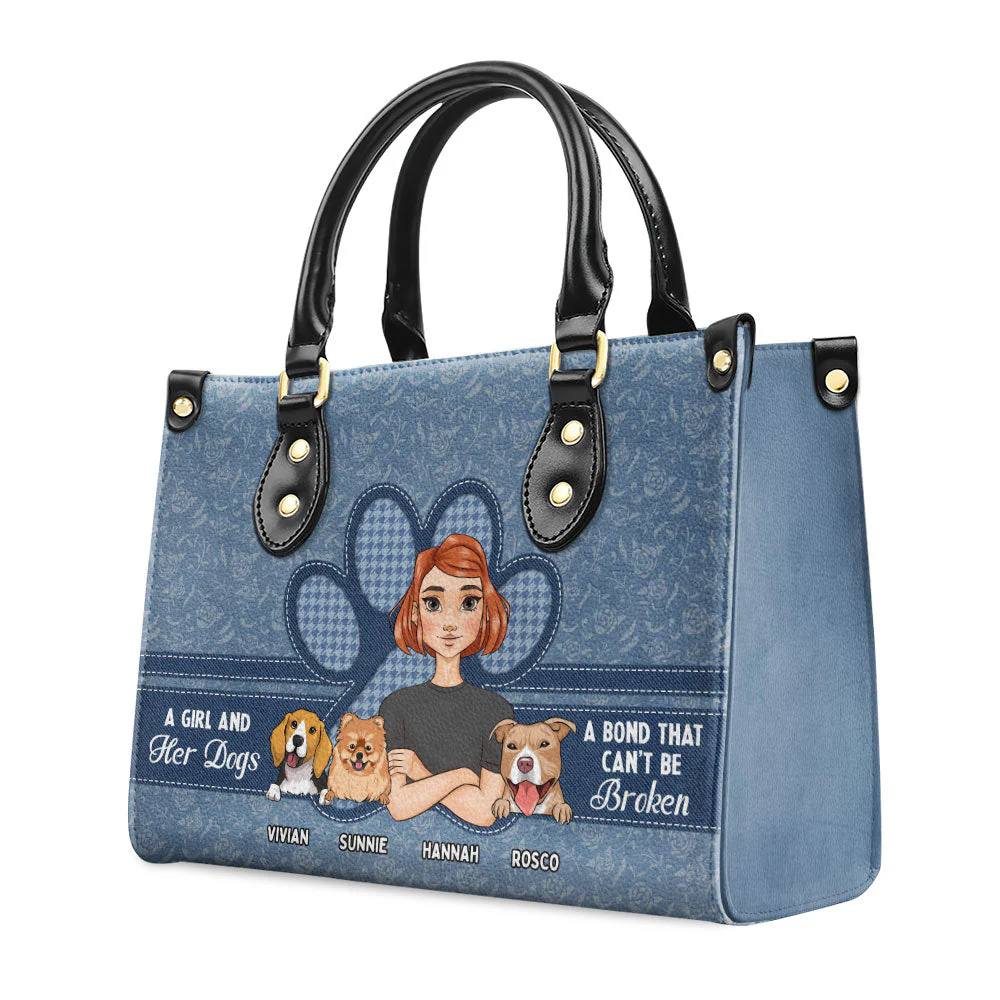 A Girl And Her Dog - Personalized Custom Leather Bag - Image 4