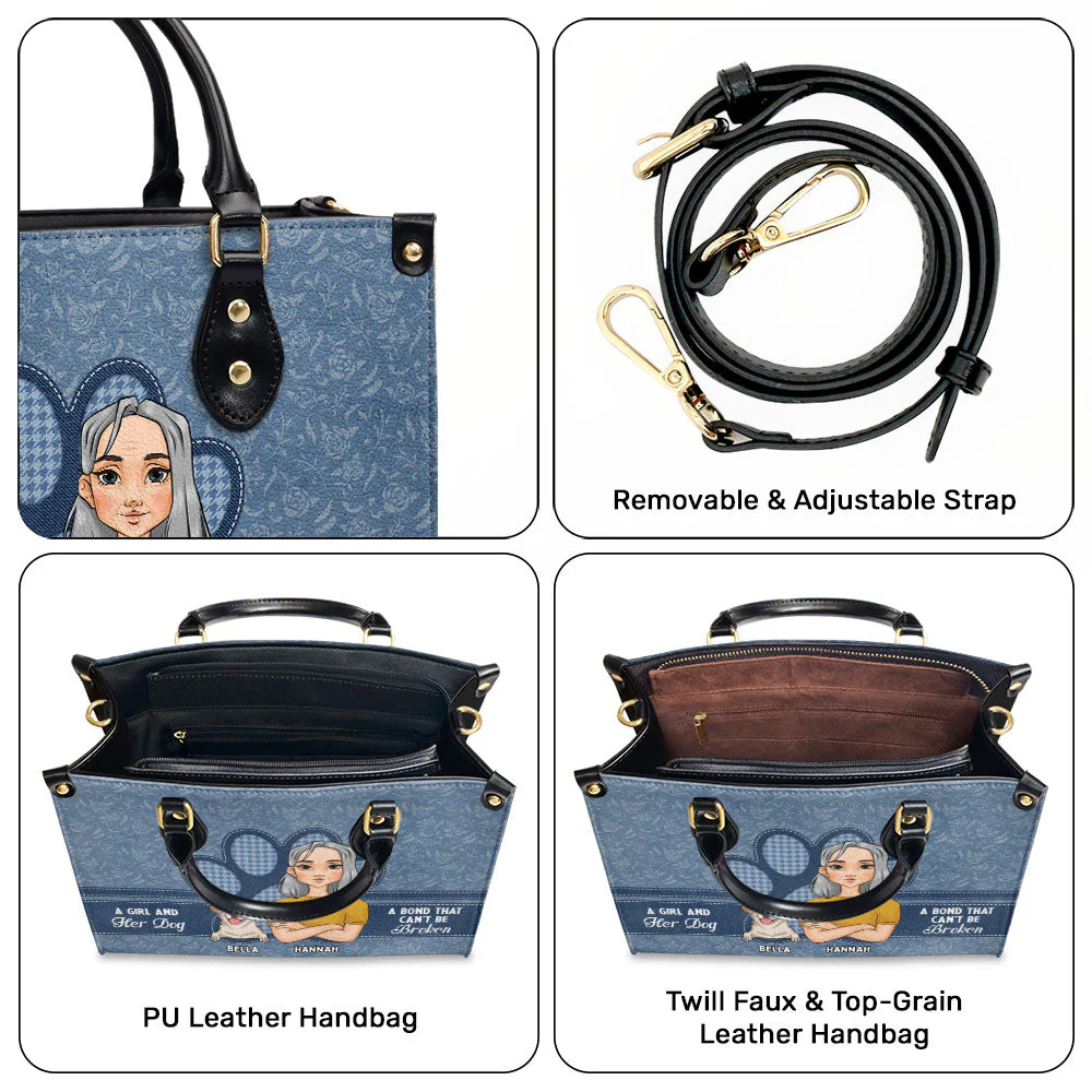 A Girl And Her Dog - Personalized Custom Leather Bag - Image 7