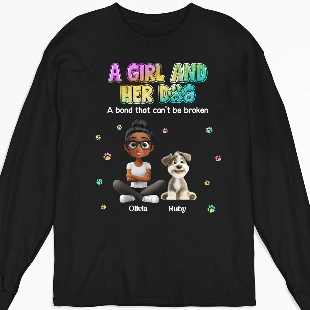 A Girl And Her Dog - Personalized Custom Long Sleeve T-shirt - Image 5