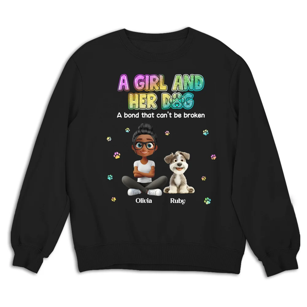 A Girl And Her Dog - Personalized Custom Sweatshirt - Image 5