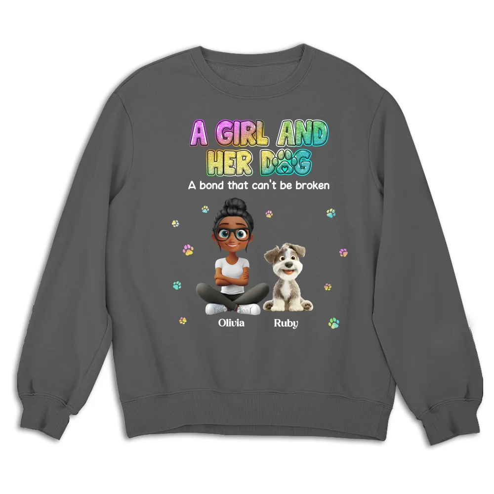 A Girl And Her Dog - Personalized Custom Sweatshirt - Image 6