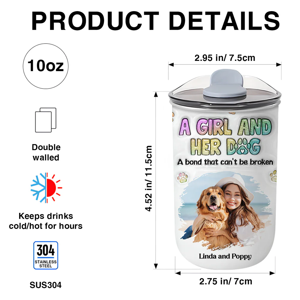 A Girl And Her Dog Photo - Personalized Custom 10oz Tumbler - Image 5