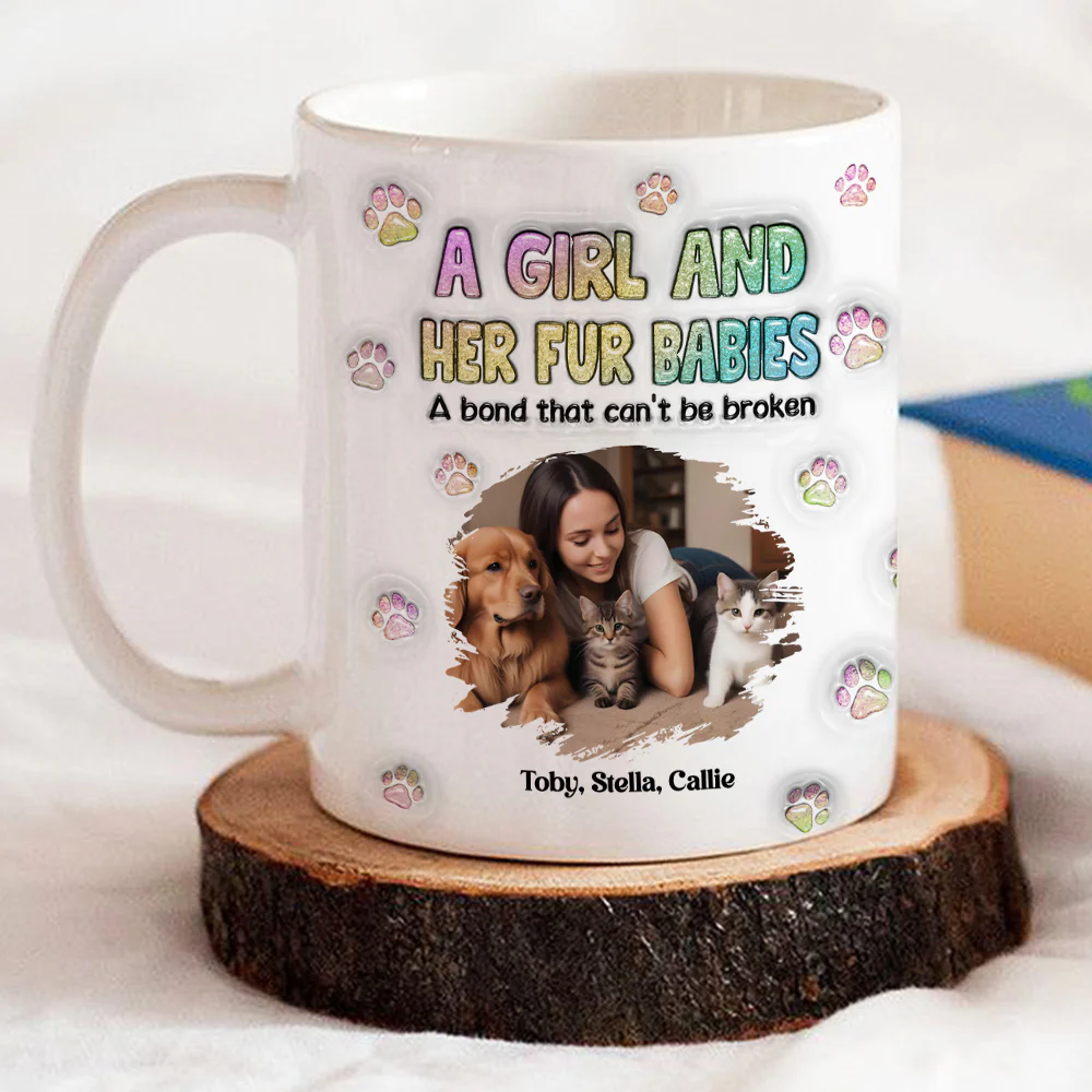 A Girl And Her Fur Babies Photo - Personalized Custom 3D Inflated Effect Mug - Image 6