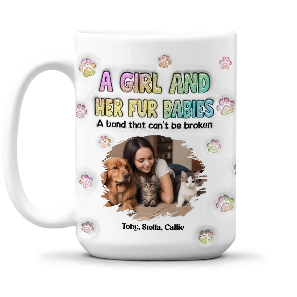 A Girl And Her Fur Babies Photo - Personalized Custom 3D Inflated Effect Mug - Image 8