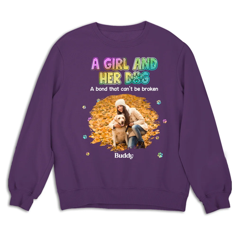 A Girl And Her Dog Photo - Personalized Custom Sweatshirt - Image 6