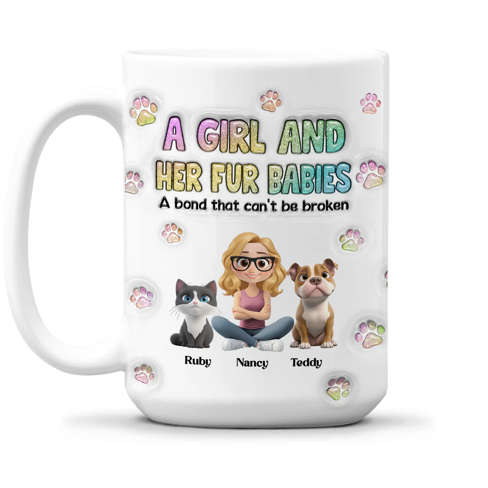A Girl And Her Fur Babies - Personalized Custom 3D Inflated Effect Mug - Image 8