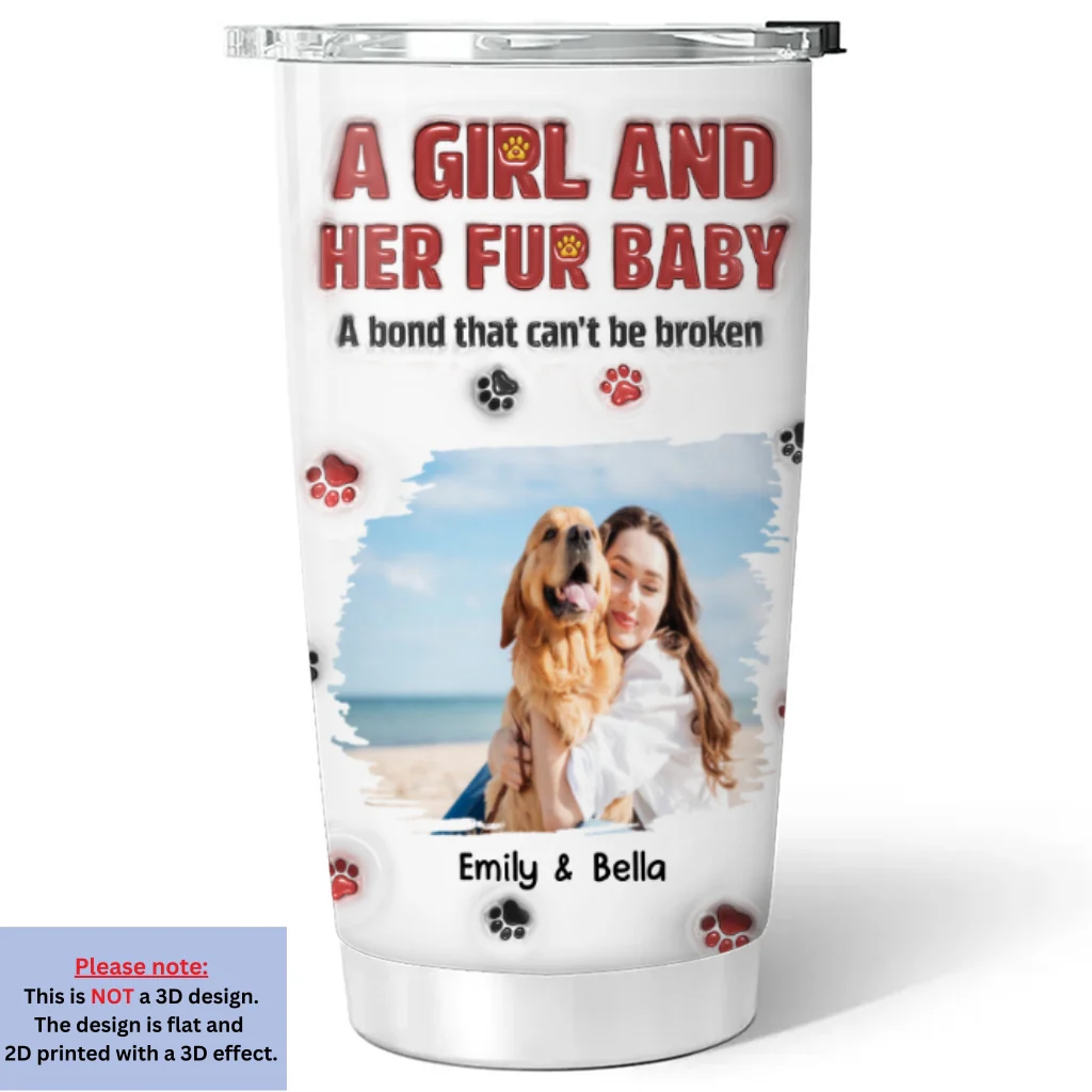 A Girl And Her Fur Babies Version Photo 2 - Personalized Custom 3D Inflated Effect Tumbler - Image 4