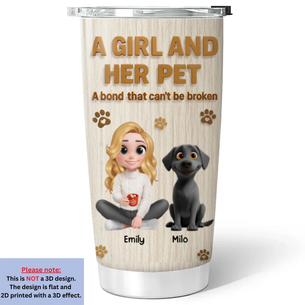 A Girl And Her Pet Snowball - Personalized Custom Tumbler - Image 6
