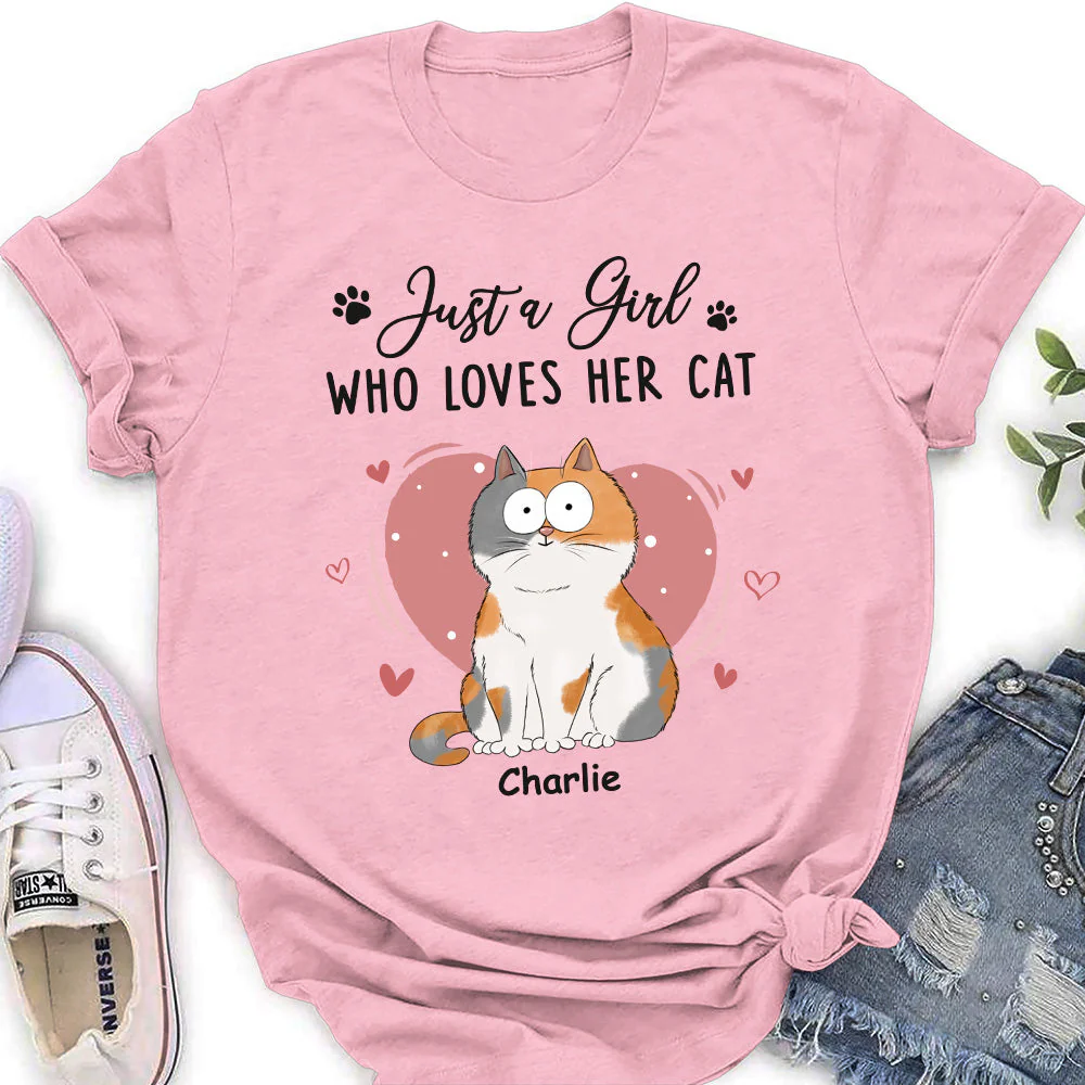 A Girl Loves Cats - Personalized Custom Women's T-shirt - Image 3