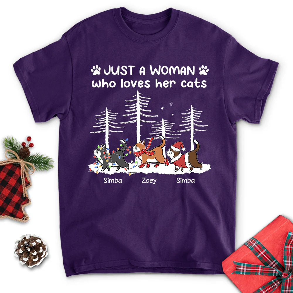 A Girl Who Loves Cats- Personalized Custom Unisex T-shirt - Image 3