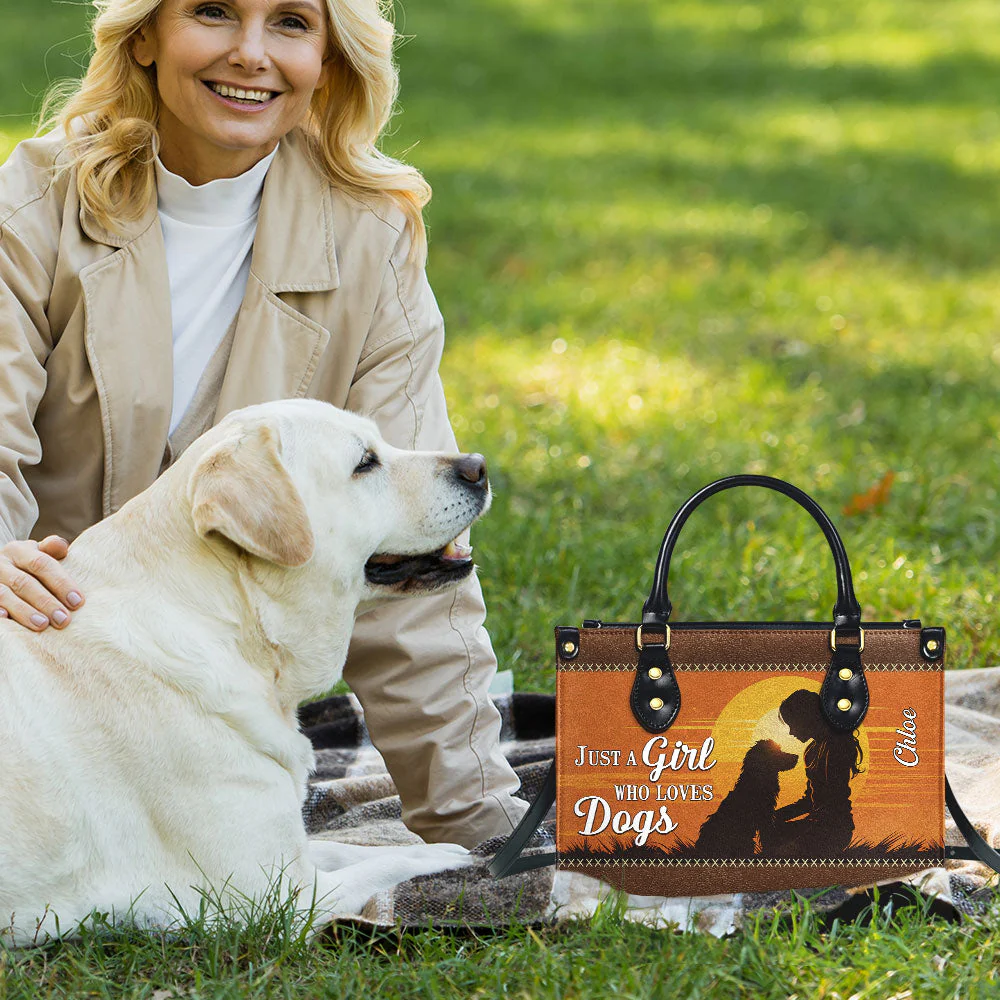 A Girl Who Loves Dogs - Personalized Custom Leather Bag - Image 5