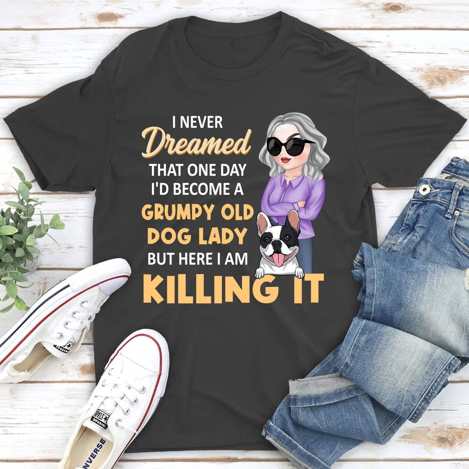 A Grumpy Dog Lady - Personalized Custom Unisex T-shirt - Image 5